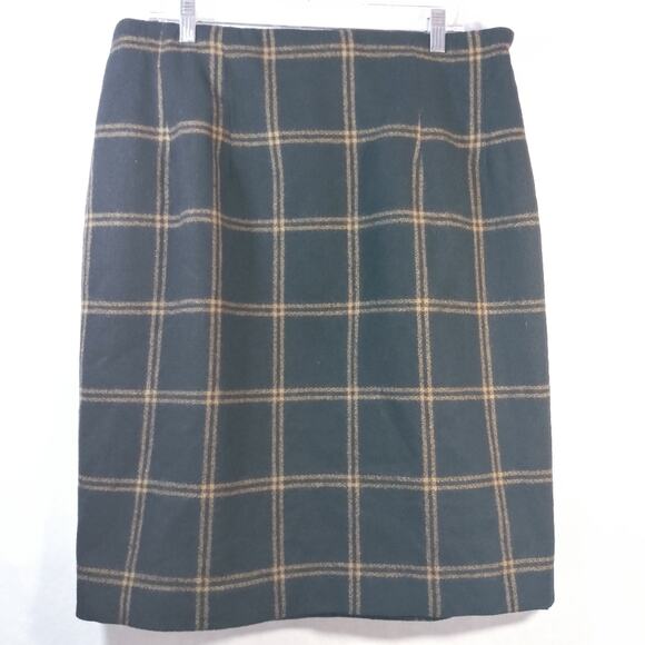 Halston Lifestyle Black Brown Windowpane Wool Toggle Closure Wrap Skirt Size 18 - Picture 5 of 10